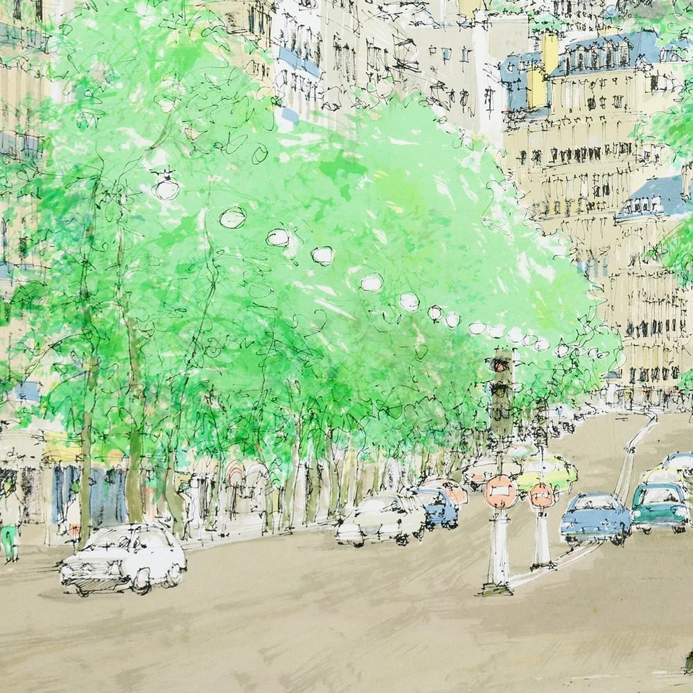 【真作】【WISH】小田切訓「サクレクールの道」オリジナルリトグラフ 20号大 大作 1990年作 直筆サイン 証明シール パリ街 　 #26043447