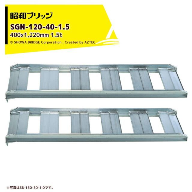 昭和ブリッジ アルミブリッジ あぜこし型 1.5t/2本セット 有効幅400x全長1,220 農業機械用 ゴムシュー・ホイール用 SB-120-40-1.5
