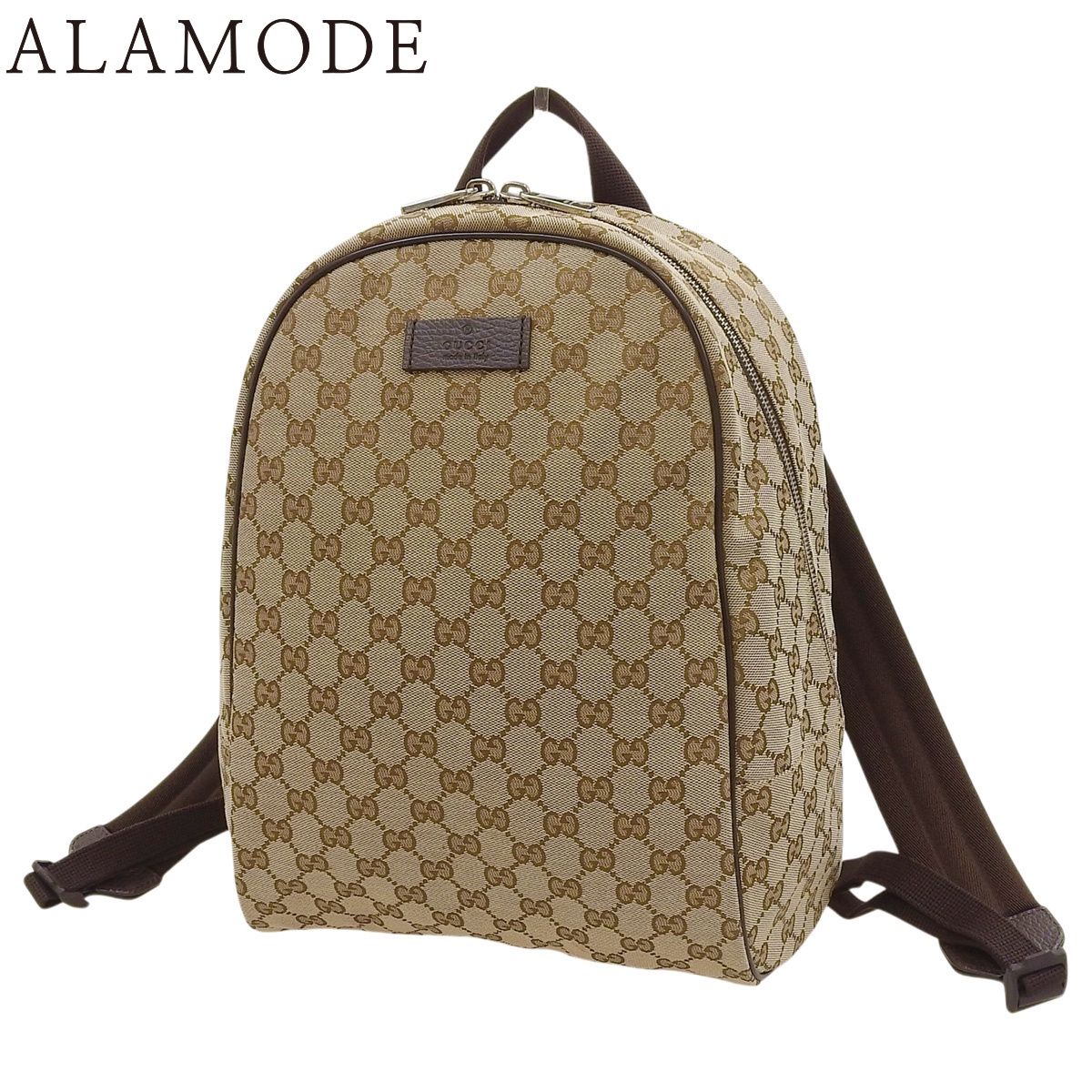 GUCCI(グッチ) GGキャンバス リュックサック/バックパック デイリー ショルダー 肩掛け GGキャンバス ベージュ ブラウン茶 シルバー金具 449906 メンズ 40802190049【中古】【アラモード】