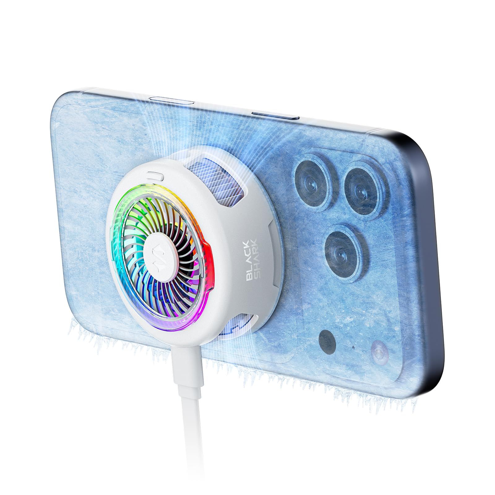 Black Shark FunCooler 6 磁気式 スマホ 冷却 散熱器、RGB冷却ファン搭載、アプリで制御可能な携帯電話ラジエーター、スマホクーラー iPhone Magneticシリーズ 用のポータブル、ゲーム、ライブ配信、撮影に対応 cf404eb5