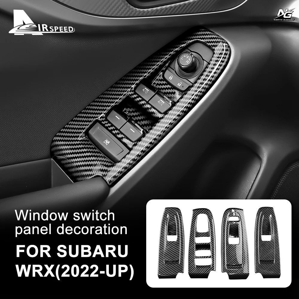 スバル WRX 2022 2023 カーボンファイバースタイル ABS カーウィンドウリフトスイッチボタンパネルカバーインテリアトリム 左ハンドル車用