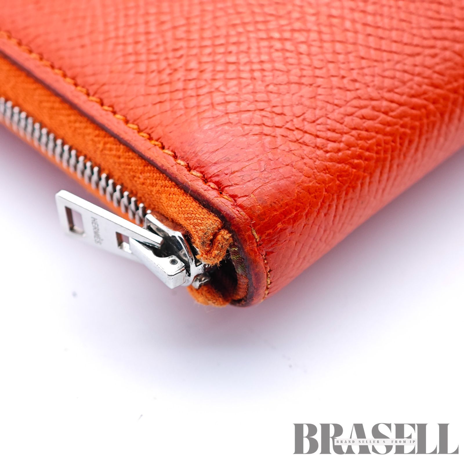 HERMES エルメス アザップ バッグ ウォレット 長財布 オレンジ レディース