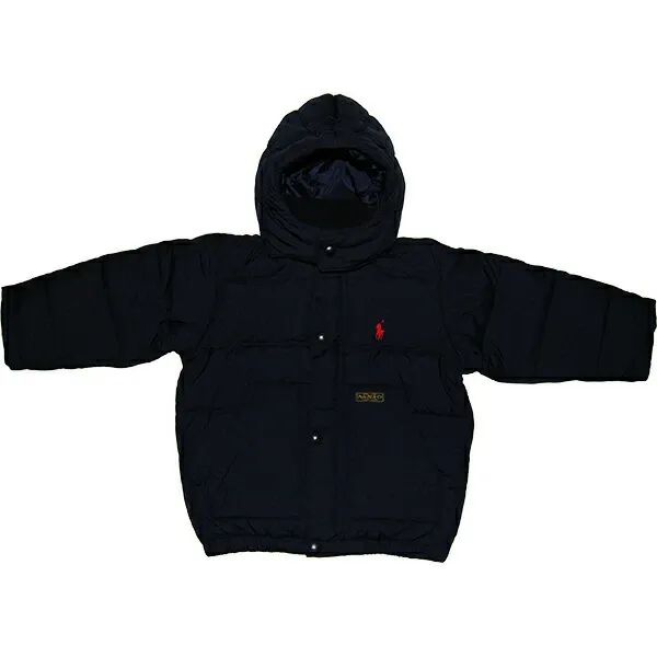 RALPH LAUREN ラルフローレン 男の子用ネイビーフード付き防寒ダウンジャケット 青秋冬アウター 紺ジャンパー 内綿入りジャケット 出産祝い