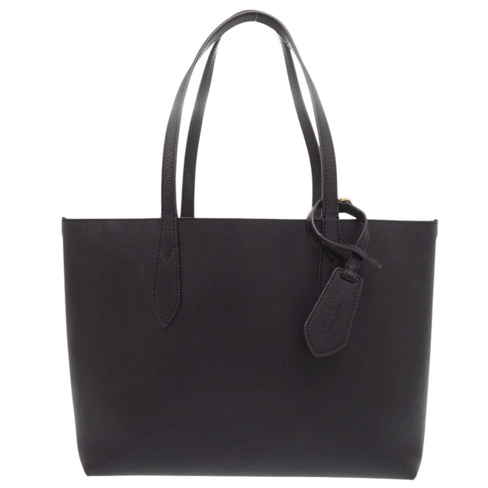 美品 バーバリー ノバチェック レザー ブラック トートバッグ 黒 0442 BURBERRY