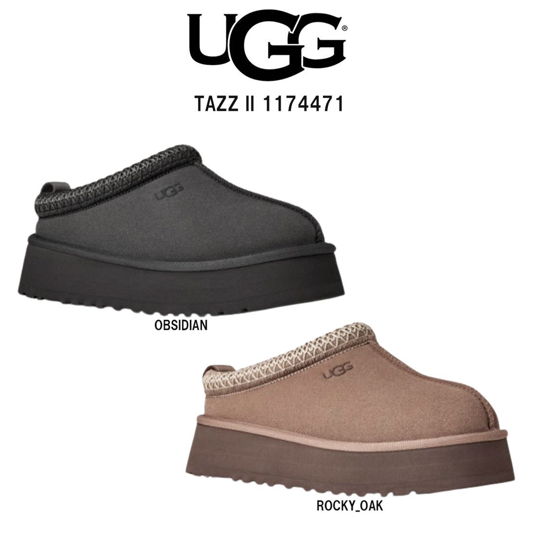 UGG(アグ)レディース タズ スリッポン シューズ サンダル スエード シープスキン ふわふわ アグブレイド プラットフォーム 靴 TAZZ II 1174471