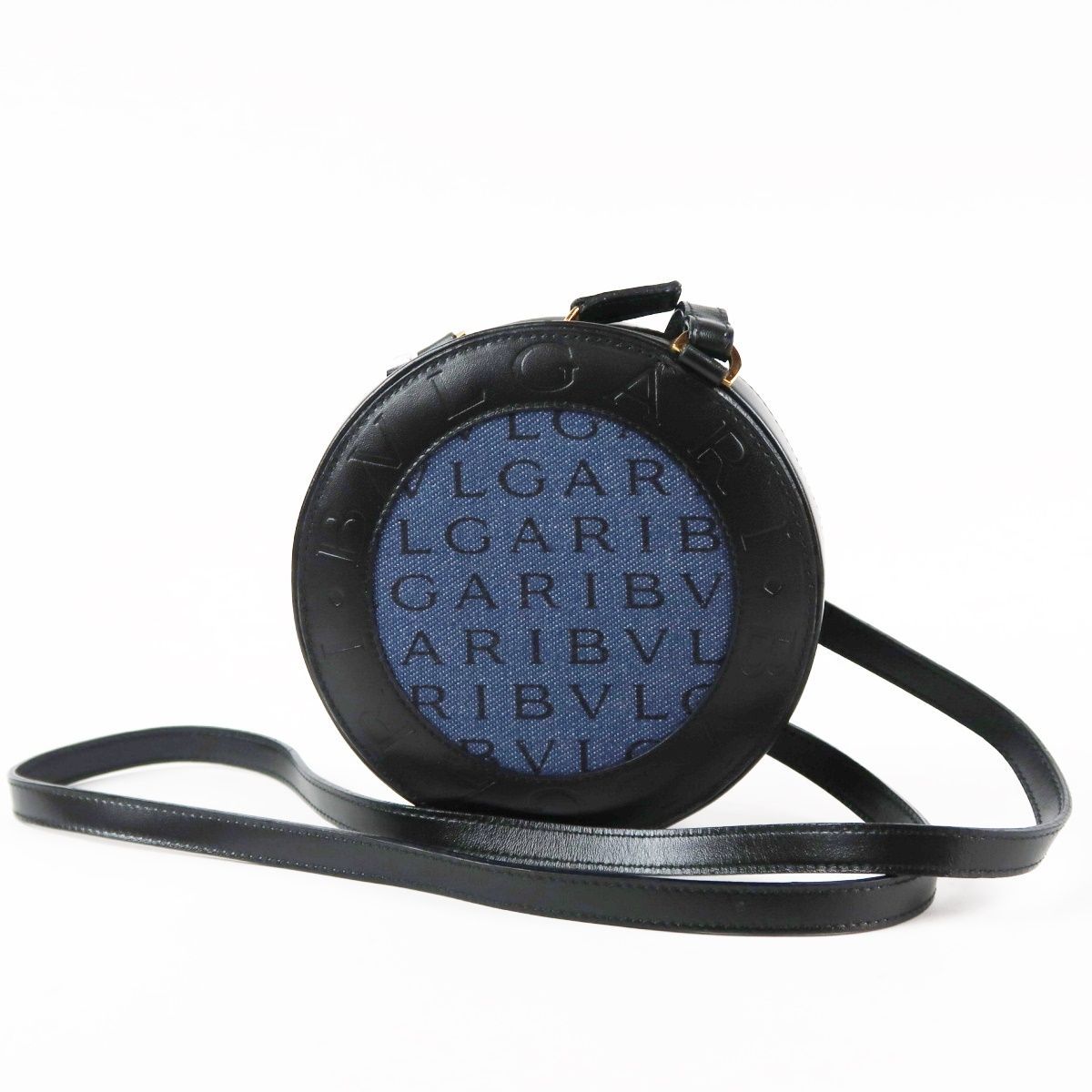 【美品】BVLGARI ブルガリ デニム ショルダーバッグ ブルー系 小物入れ ブランド鞄【UG14】