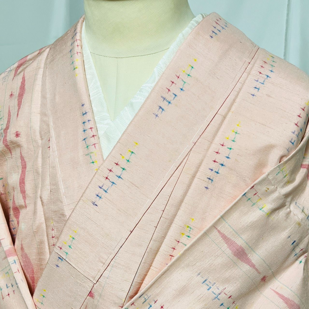 K128 紬きもの しつけ糸付き 身丈167cm 大きめサイズ 三松 kimonossimo