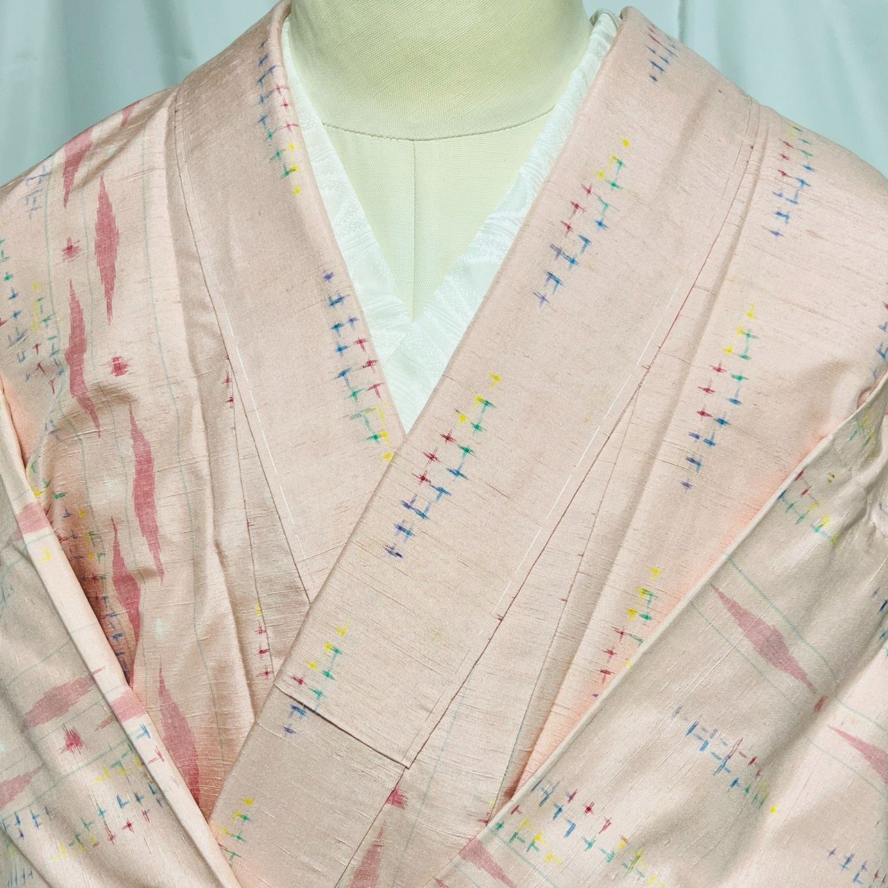 K128 紬きもの しつけ糸付き 身丈167cm 大きめサイズ 三松 kimonossimo