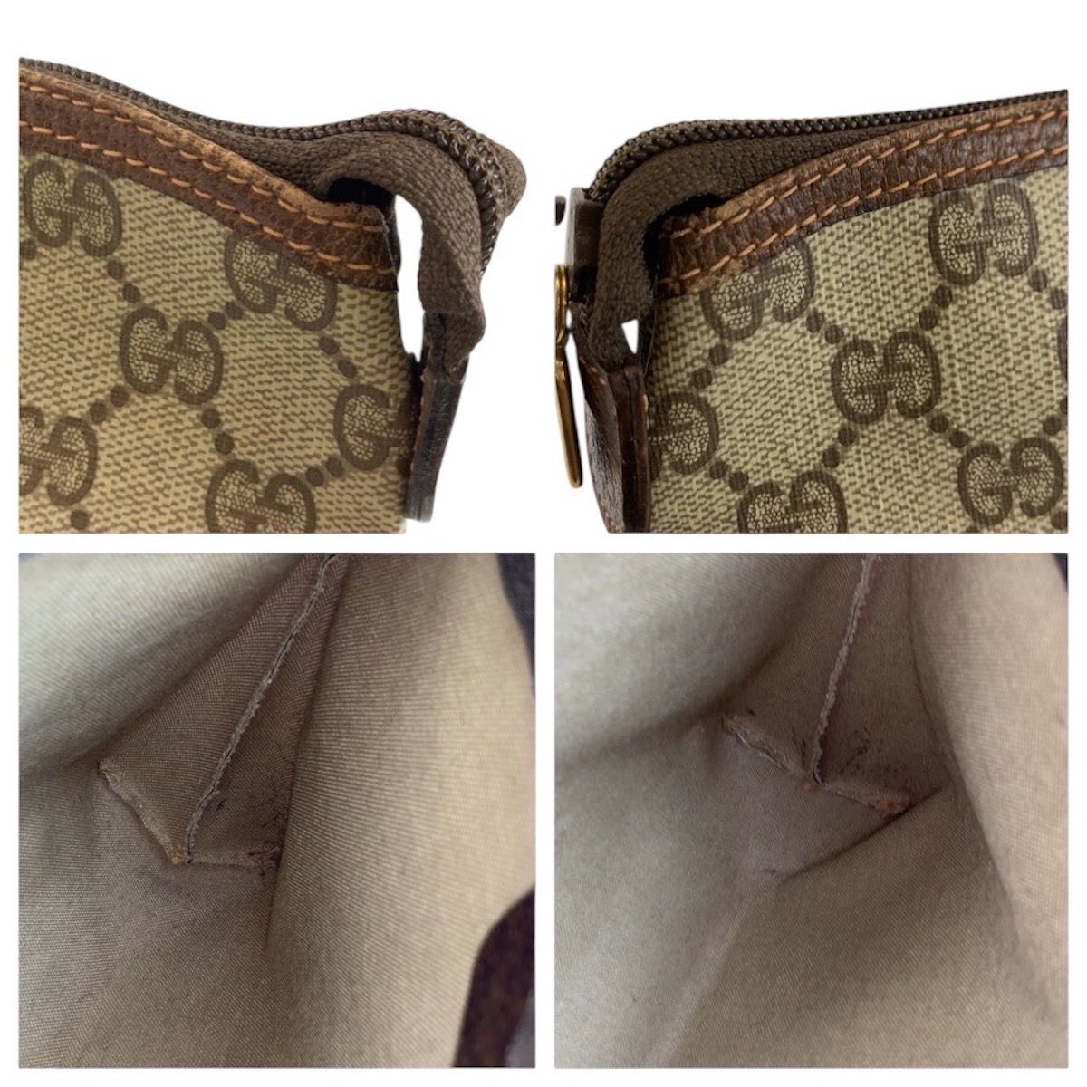美品 GUCCI グッチ ヴィンテージ ベージュ ブラウン GGスプリーム