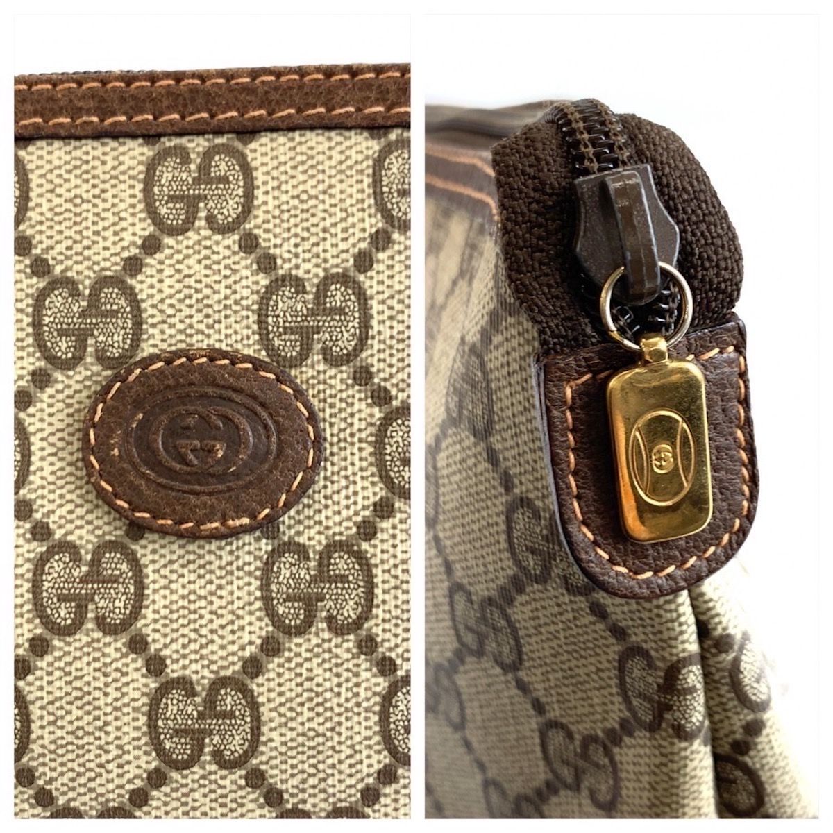 美品 GUCCI グッチ ヴィンテージ ベージュ ブラウン GGスプリーム