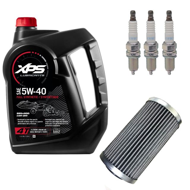 SEA-DOO（シードゥ）メンテナンスセット 4ストローク300馬力用 *オイル3.7L×1本+社外品フィルター+プラグ（KR9E-G）×3 *メンテナンス