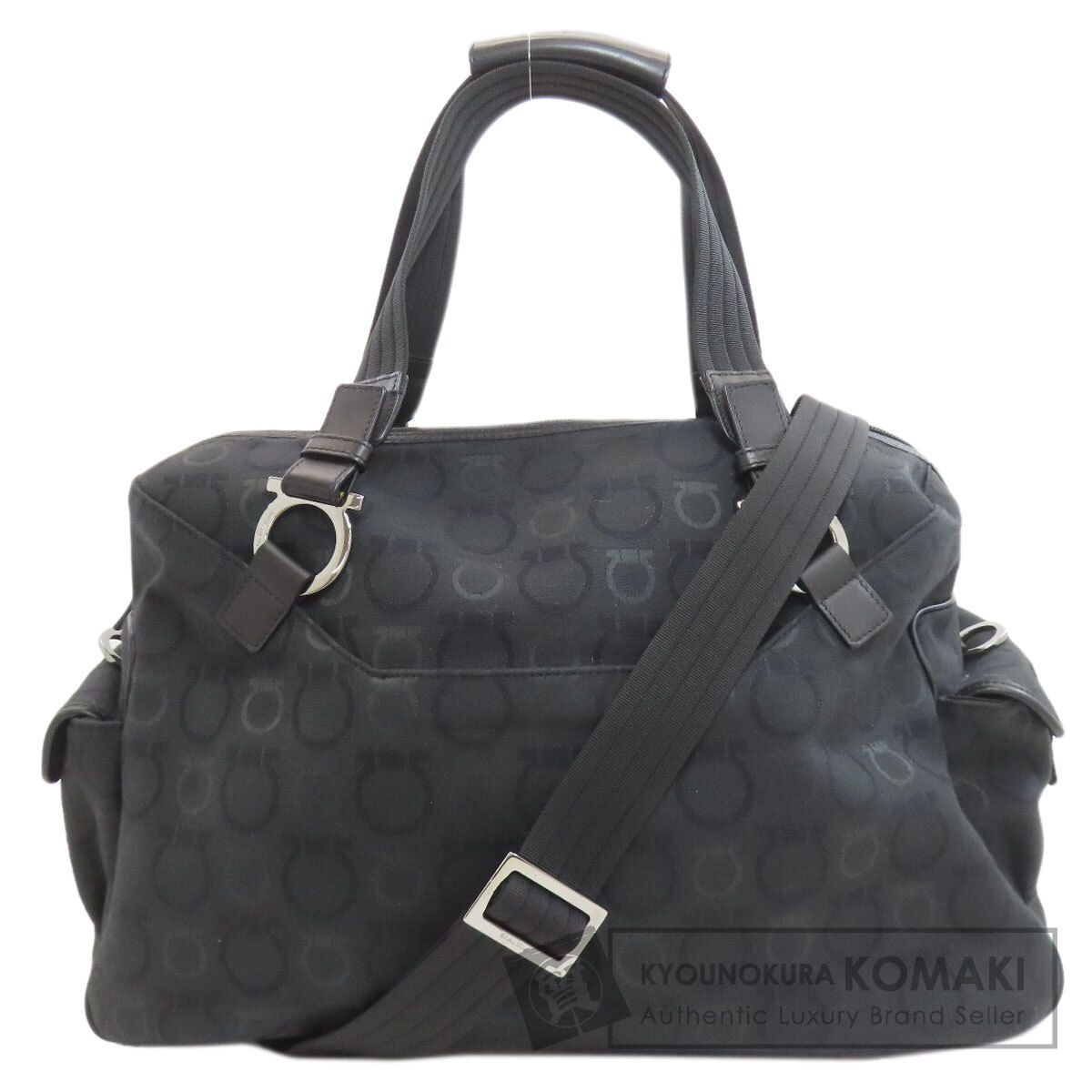 Salvatore Ferragamo サルヴァトーレフェラガモ ガンチーニ金具モチーフ 2WAY ボストンバッグ キャンバス レディース [中古]