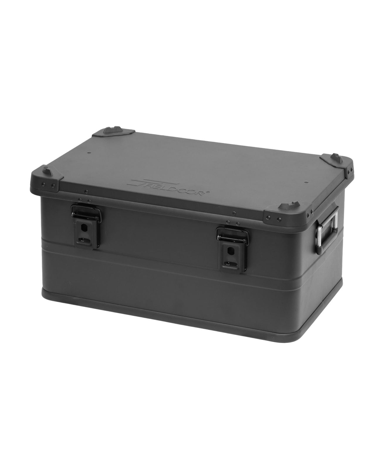 FIELDOOR アルミ コンテナ ボックス 蓋付き 収納ボックス フタ付き 収納ケース 収納BOX おしゃれ 道具入れ ストッカー 軽量 スタッキング BOX アウトドア キャンプ 収納箱 テーブル [Mサイズ] [ブラック]★m 26c71bf0