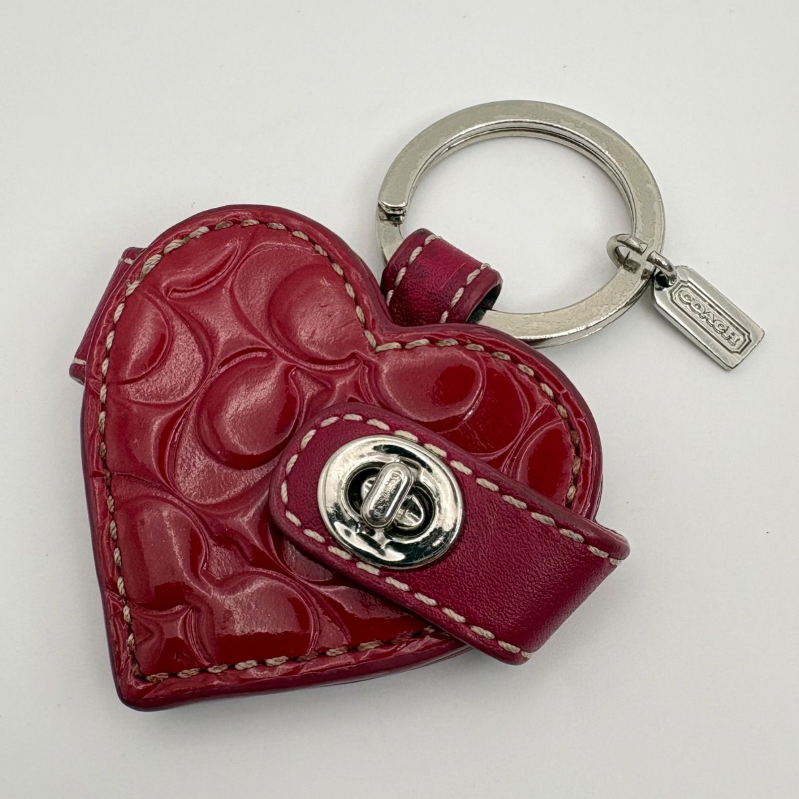 COACH コーチ ハート キーホルダー キーリング フォトフレーム バッグチャーム 赤 レッド ターンロック