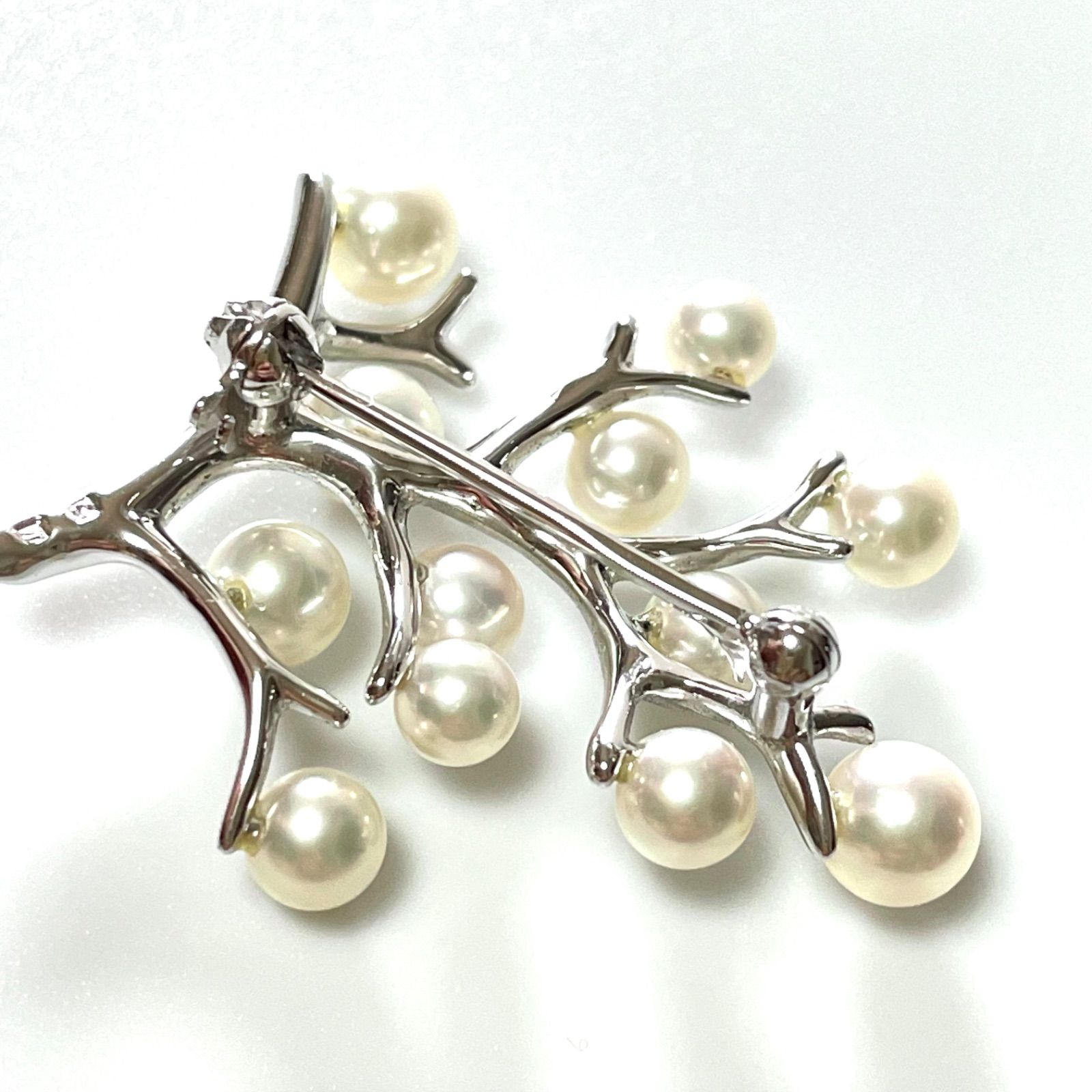 ミキモト あこや ブローチ MIKIMOTO 幸福の木 シルバー925 パール 真珠 