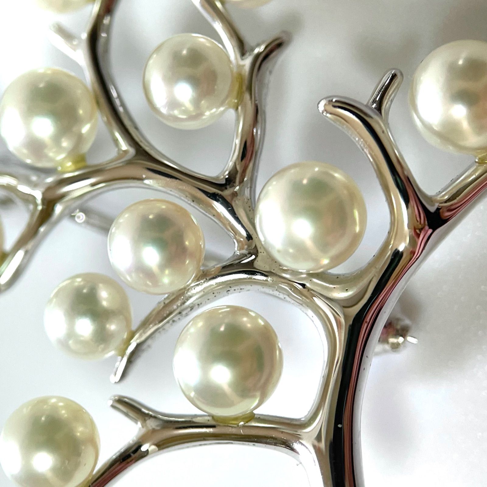 ミキモト あこや ブローチ MIKIMOTO 幸福の木 シルバー925 パール 真珠