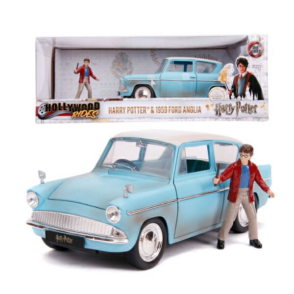 JADATOYS ミニカー ハリーポッター 1959 FORD ANGLIA 1:24スケール フィギュア付き