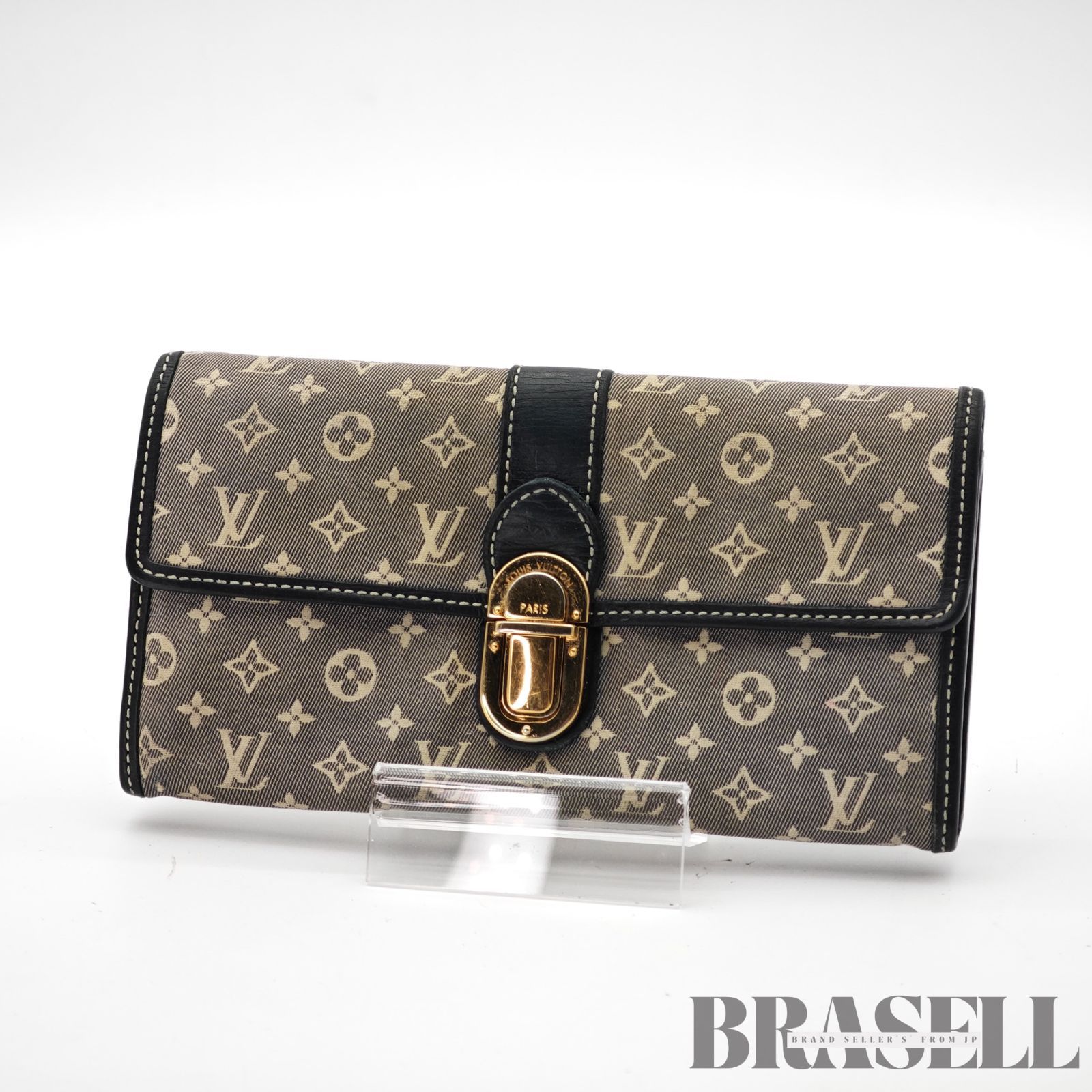 LOUIS VUITTON ポルトフォイユ サラ M63007 小物 折りたたみ財布 長財布 ネイビー グレー レディース メンズ