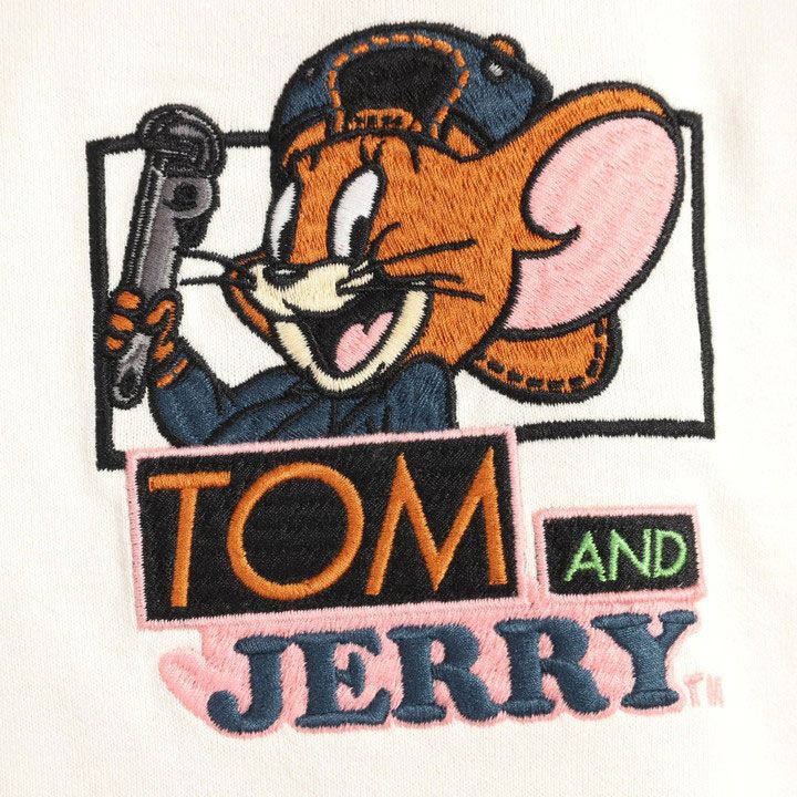 トムとジェリー 半袖Tシャツ TJN-2623 TOM AND JERRY NEVERMIND 刺繍 TEE