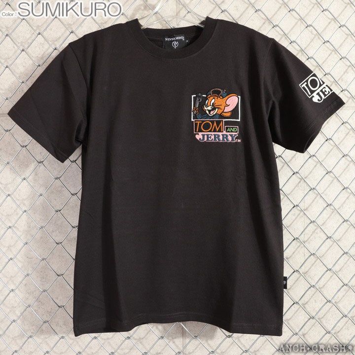 トムとジェリー 半袖Tシャツ TJN-2623 TOM AND JERRY NEVERMIND 刺繍 TEE