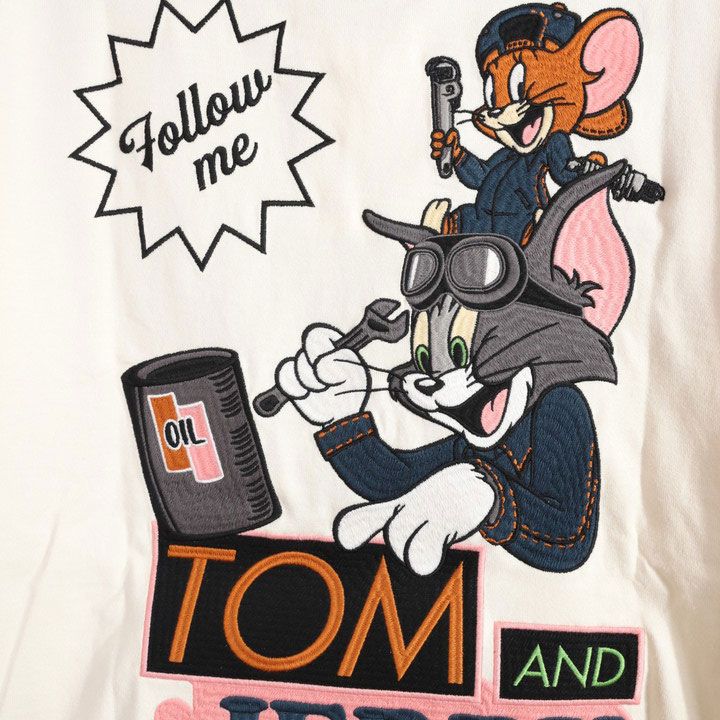 トムとジェリー 半袖Tシャツ TJN-2623 TOM AND JERRY NEVERMIND 刺繍 TEE