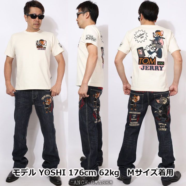 トムとジェリー 半袖Tシャツ TJN-2623 TOM AND JERRY NEVERMIND 刺繍 TEE