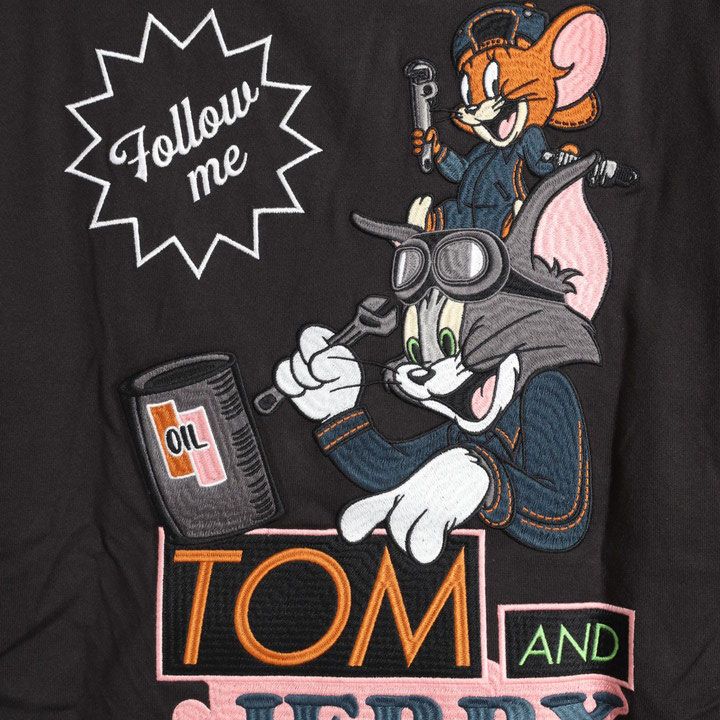 トムとジェリー 半袖Tシャツ TJN-2623 TOM AND JERRY NEVERMIND 刺繍 TEE