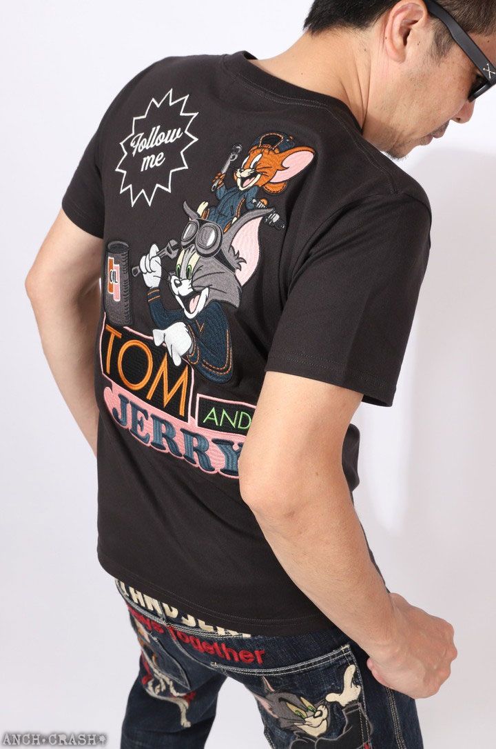 トムとジェリー 半袖Tシャツ TJN-2623 TOM AND JERRY NEVERMIND 刺繍 TEE