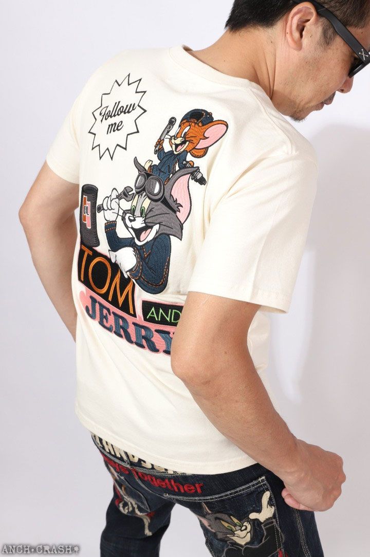 トムとジェリー 半袖Tシャツ TJN-2623 TOM AND JERRY NEVERMIND 刺繍 TEE