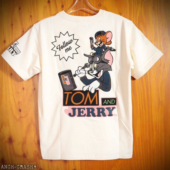 トムとジェリー 半袖Tシャツ TJN-2623 TOM AND JERRY NEVERMIND 刺繍 TEE