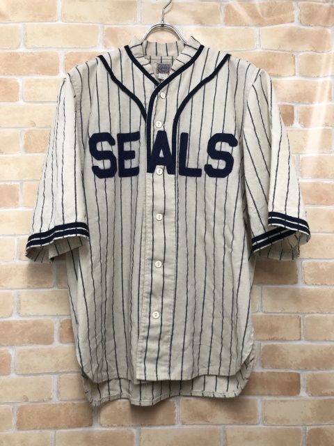 【中古】 Ebbets Field Flannels エベッツフィールドフランネルズ ベースボールシャツ SEALS 背番号5 アイボリー M 111443795