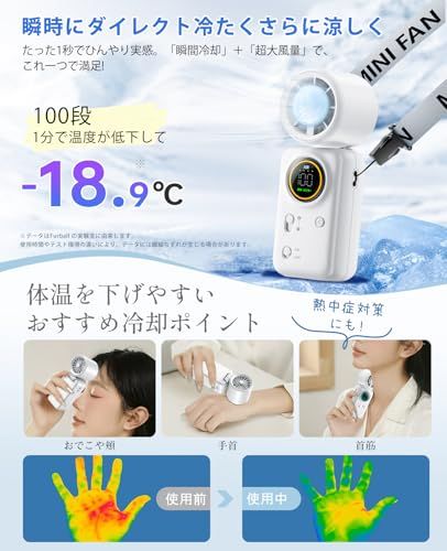 【2026夏限定・業界最小サイズ・暴風レベル】FurBall ハンディファン 冷却プレート 大風量 接触冷感【家電批評ベストバイ受賞】ハンディ扇風機 1台4役(手持ち 首掛け 吊り下げ 卓上) 100段階風量 6000mAh 長時間稼働 LE 93745233