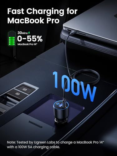 UGREEN 130W シガーソケット usb-c カーチャージャー 3ポート【PD 100W/30W+SCP 22.5W】PD3.0/QC4.0/PPS対応 100w 充電器 しがーソケット usb 急速充電器 iphone17/15/14 42590a0b