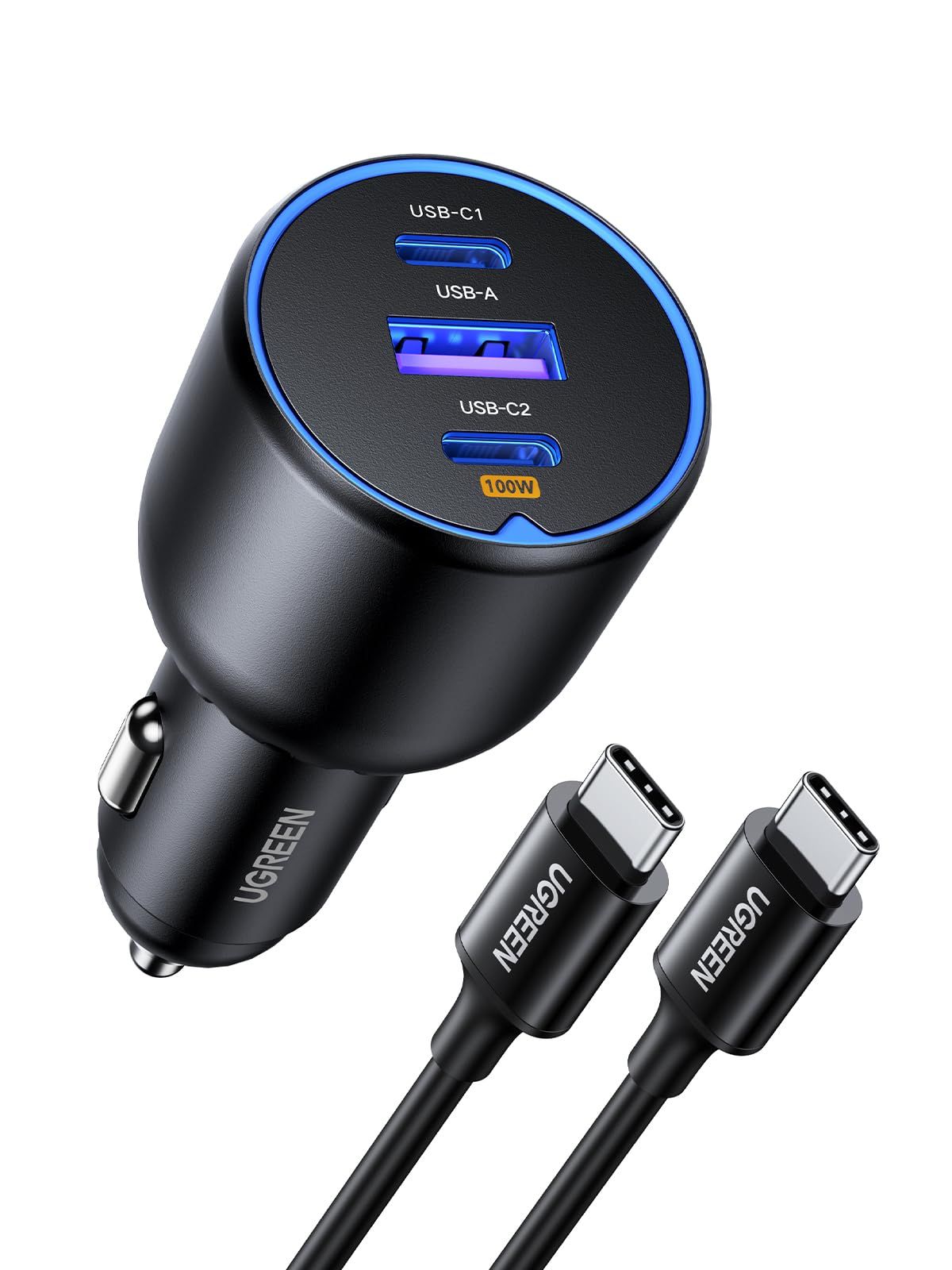 UGREEN 130W シガーソケット usb-c カーチャージャー 3ポート【PD 100W/30W+SCP 22.5W】PD3.0/QC4.0/PPS対応 100w 充電器 しがーソケット usb 急速充電器 iphone17/15/14 42590a0b