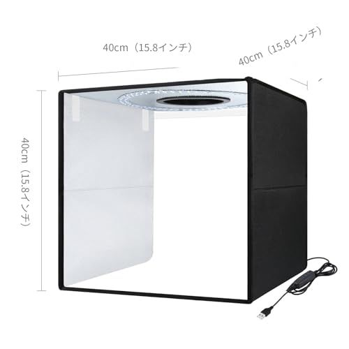 撮影ボックス 40cm 折りたたみ式 ポータブルフォトスタジオ 6色背景紙付き 3色温度&調光可能 224LED 高演色性(CRI>95) USB給電 商品撮影 メルカリ出品用 ジュエリー 時計 食品 化粧品″mn 544e3bb8