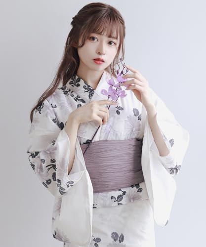 [KYOETSU] [キョウエツ] 浴衣セット 変わり織 生成り 2点セット(浴衣、兵児帯) レディース A送料無料