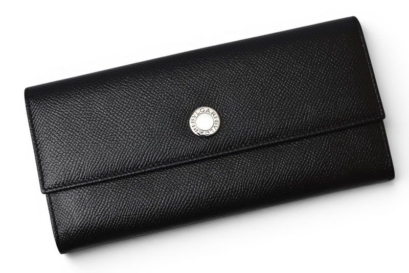 ブルガリ クラシコ BVLGARI 二つ折り 長財布 グレインレザー ブラック シルバー金具 20911【中古】 ブルガリ クラシコ BVLGARI 二つ折り 長財布 グレインレザー ブラック