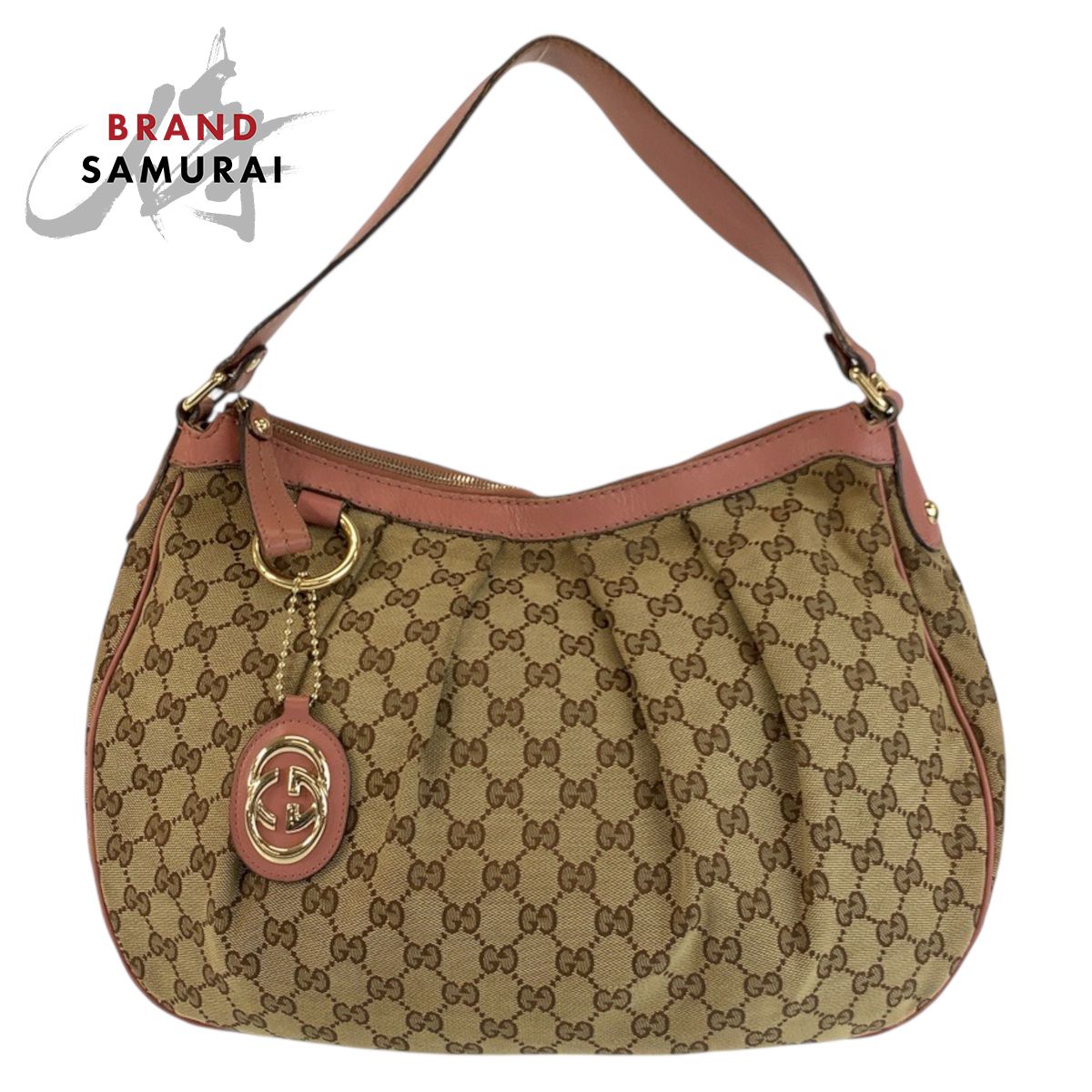 GUCCI グッチ スーキー ベージュ ピンク ゴールド金具 GGキャンバス/レザー 232955 ショルダーバッグ レディース 602173【中古】