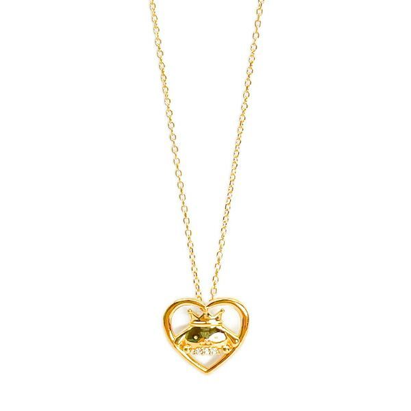Sanrio Pompompurin Open Heart Crown Pendant Yellow Gold Necklace Accessory