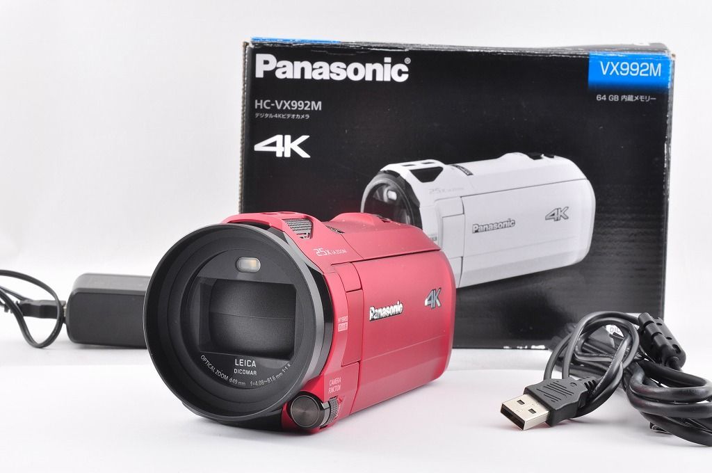 【2ヶ月保証付き】Panasonic HC-VX992M レッド 4K ビデオカメラ 20倍ズーム Wi-Fi パナソニック#1546