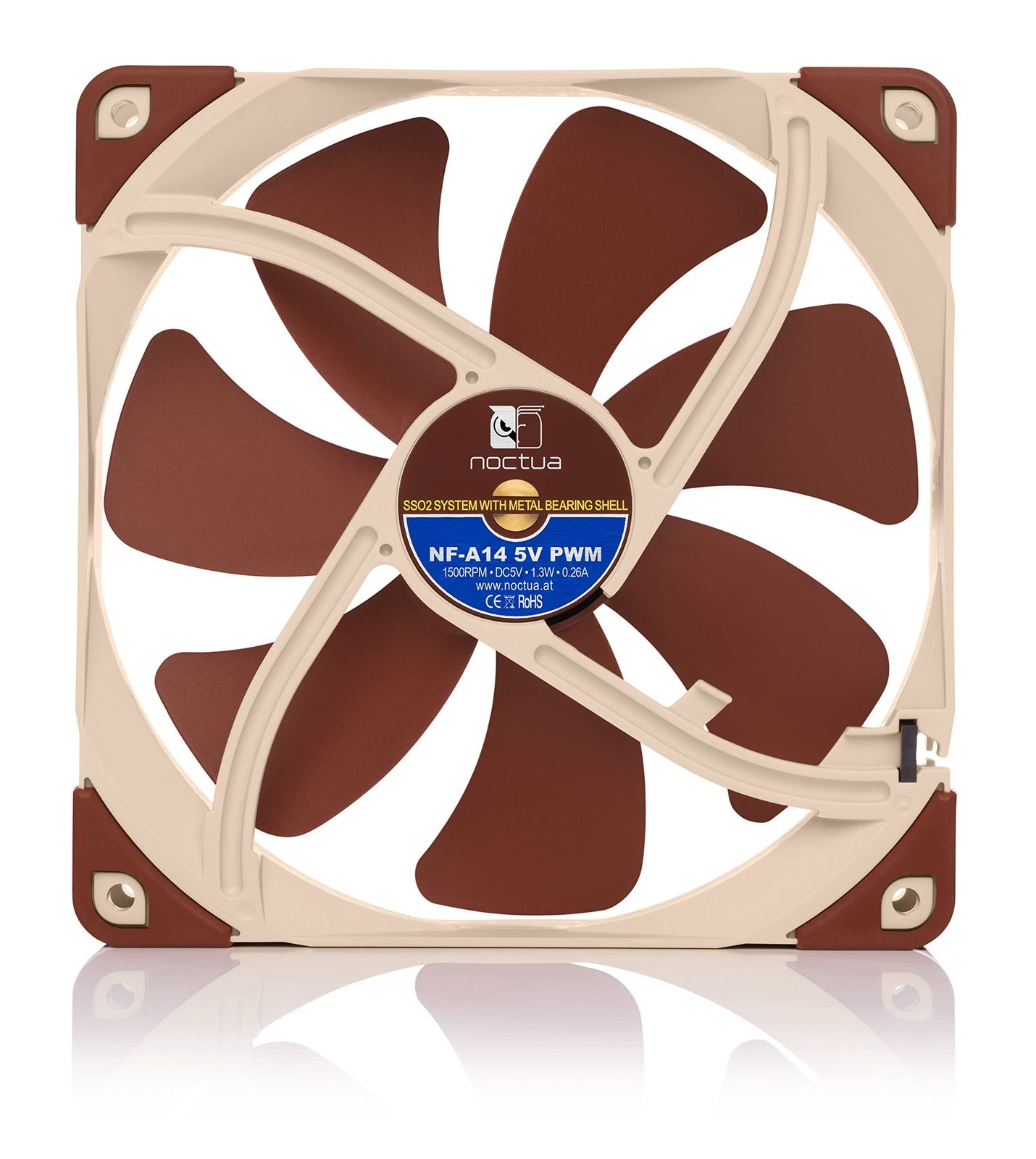 Noctua NF-A14 5V PWM, プレミアム静音 ファン, USBケーブル・4-Pin接続, 5Vバージョン (140mm, ブラウン) Noctua NF-A14 5V PWM, プレミアム静音 ファン, USBケーブル・4-Pin接続, 5Vバージョン (140mm, ブラウン)
