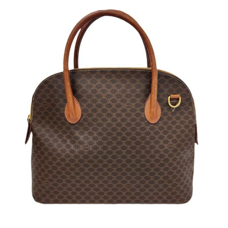 CELINE セリーヌ マカダム ブラウン レザー ハンドバッグ トートバッグ レディース 【中古】 52605K256