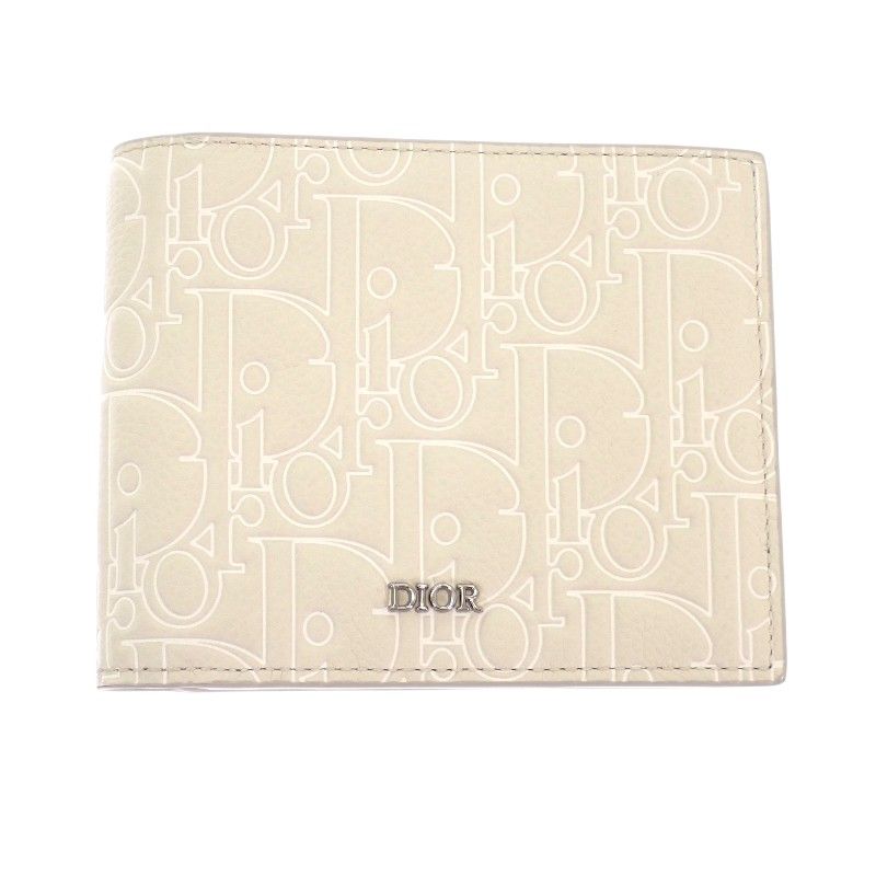 クリスチャンディオール Christian Dior グラビティ 2つ折りウォレット 2ESBH027FGP_H140 二つ折り財布 カーフ ベージュ メンズ【中古】【Aランク】