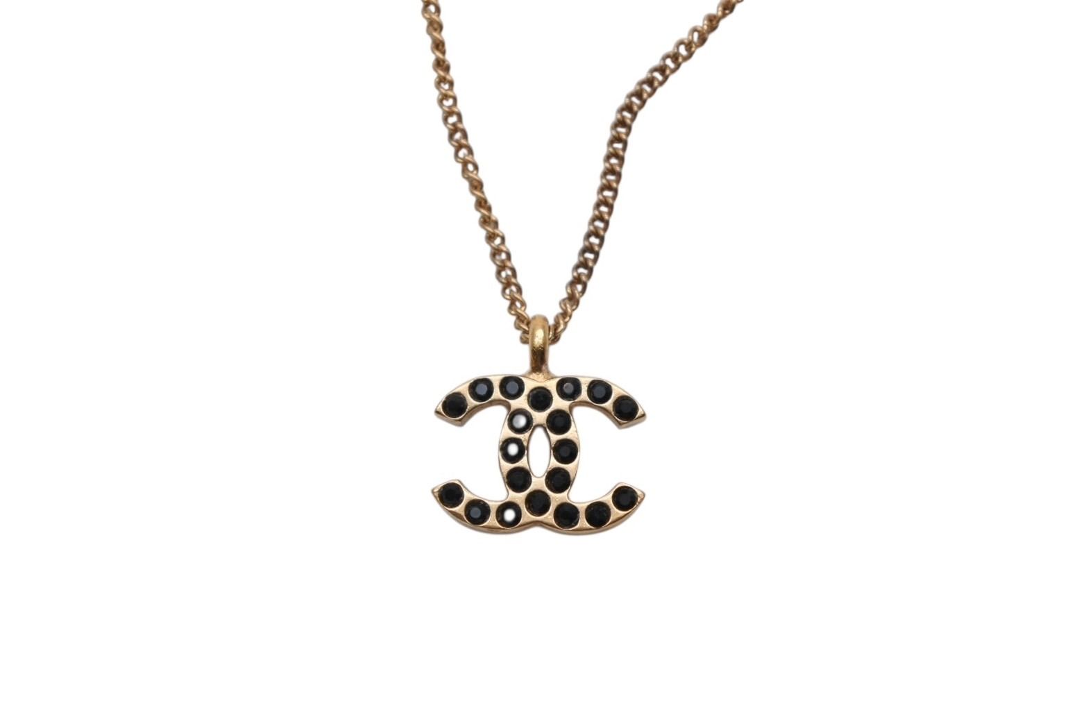 CHANEL シャネル ネックレス 極美品 CHANEL シャネル ココマーク ブラック ラインストーン