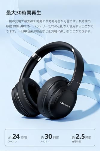 Nakamichi ヘッドホン Bluetooth 5.4 ANCノイズキャンセリング マイク内蔵 30時間連続再生 ワイヤレスヘッドホン 有線無線両用 マルチポイント 折りたたみ式 ヘッドセット OW1500ANCe 4dfd81f9
