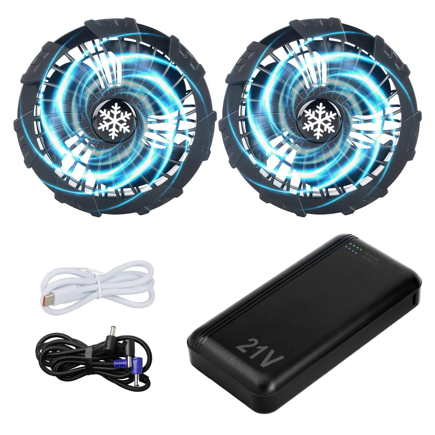 SumWind 空調作業服 ファンバッテリーセット 21V超高出力 20000mAh 流線型3枚羽根 日本製ブラシレスモーター 4段階風量調節 互換用 大風量 熱中症対策 穴直径9cmのあらゆる作業着適用 (21Vファンバッテリー)e bd13ffc4