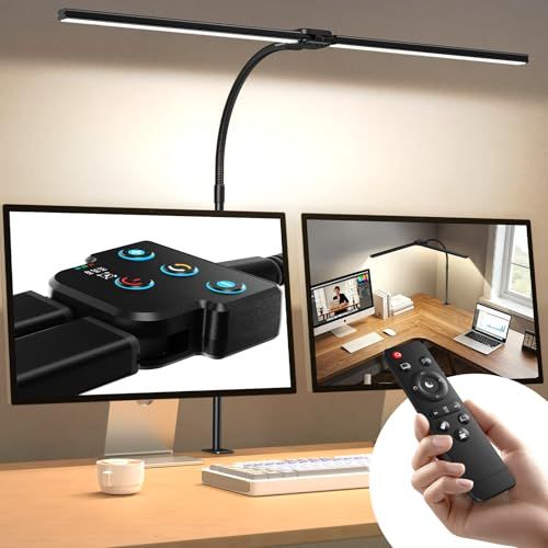 【2025新登場】Hoxhyon デスクライト LED クランプ式「PSE認証済」卓上ライト 電気スタンド 目に優しい【ダブル光源 広範囲・高均一照明・無線リモコン・5段階調色調光・角度自由調節・タイマー】 デスクスタンド デスクランプ テー 18f49e56