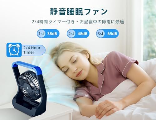 充電式卓上扇風機 20000mAh 3段階調節・2/4時間タイマー付き 180度回転 逆充電対応 キャンプ/オフィス用e d7c21b72
