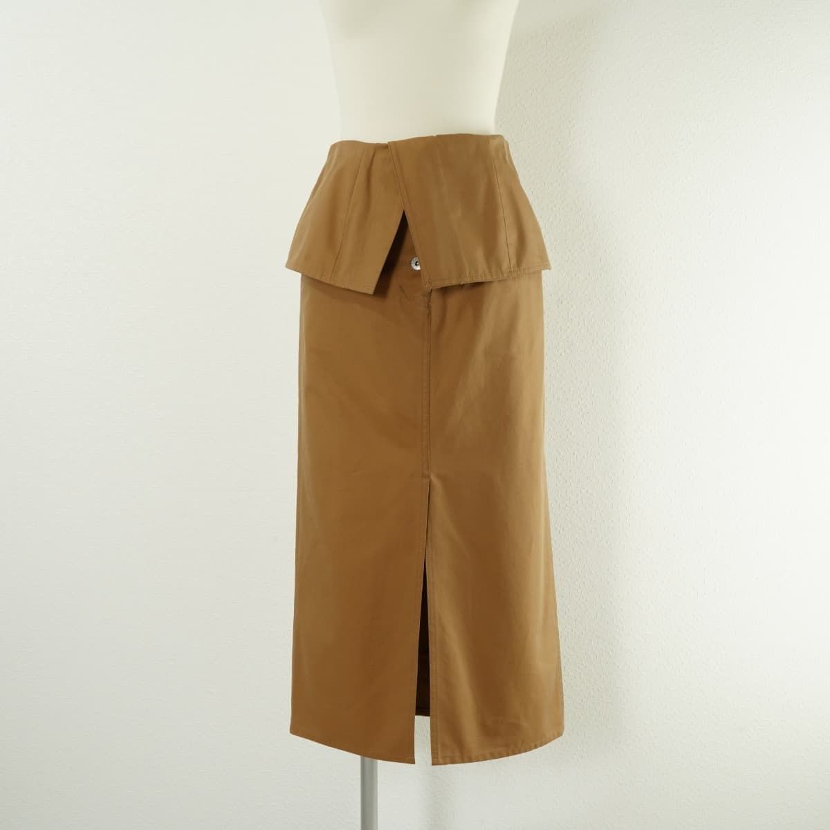未使用 CINOH チノ COTTON TIGHT SKIRT コットン タイト スカート ロング スリット 折り返し キャメル