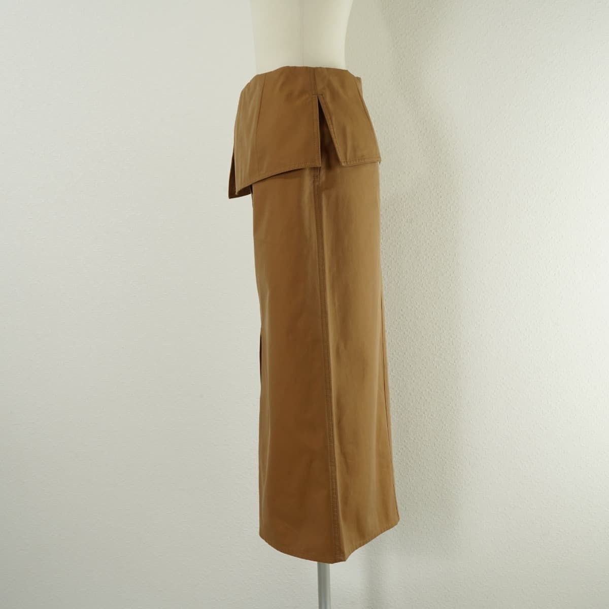 未使用 CINOH チノ COTTON TIGHT SKIRT コットン タイト スカート ロング スリット 折り返し キャメル